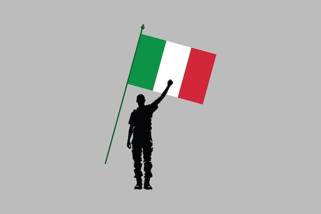 Un hombre con la bandera de Italia Vector bandera de Italia ilustración vectorial de la bandera italiana