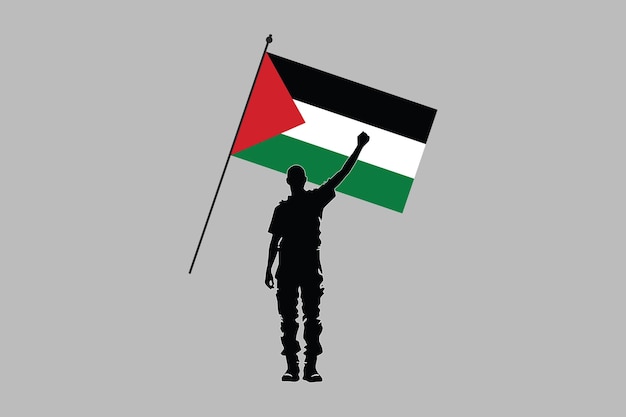 Un hombre con la bandera de Palestina Bandera de Palestina original y simple bandera de Palestina