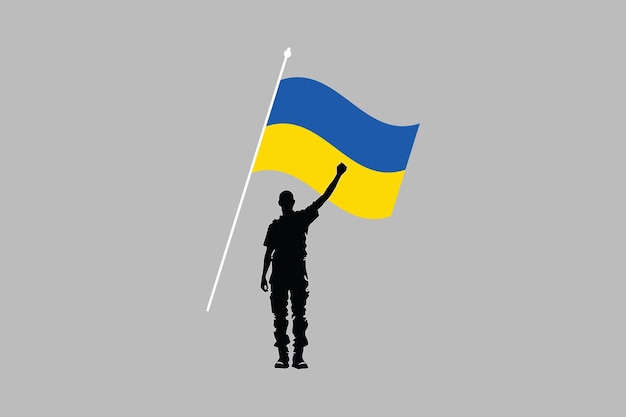 Un hombre con la bandera de Ucrania Bandera de Ucrania Bandeira de Ucrania vector símbolo de la bandera ucraniana