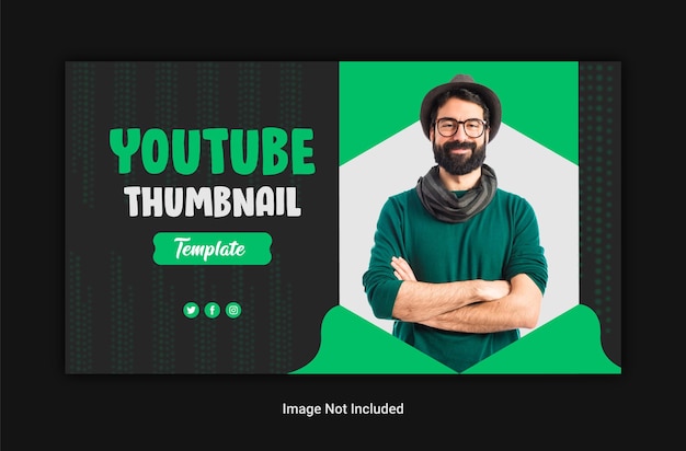 Vector un hombre con barba y anteojos con un fondo verde que dice miniatura de youtube.