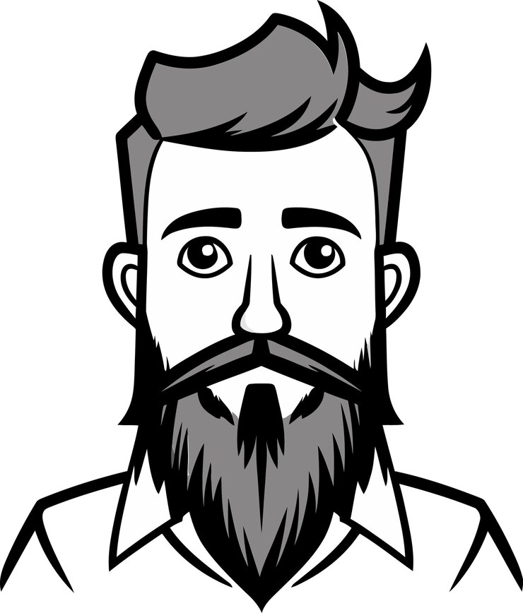 Vector un hombre con barba y bigote tiene barba