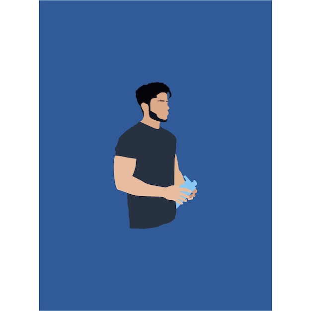 Vector un hombre con barba y una camisa azul