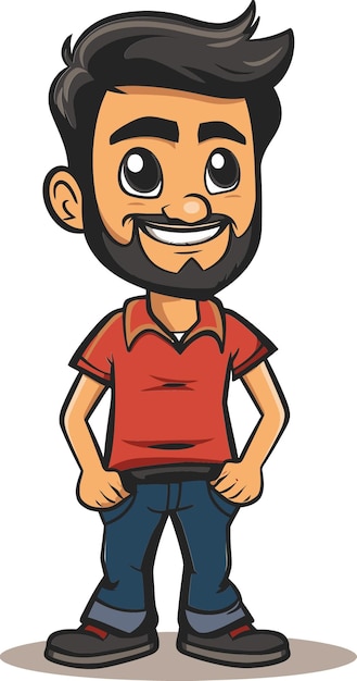 un hombre con barba y una camisa roja con barba