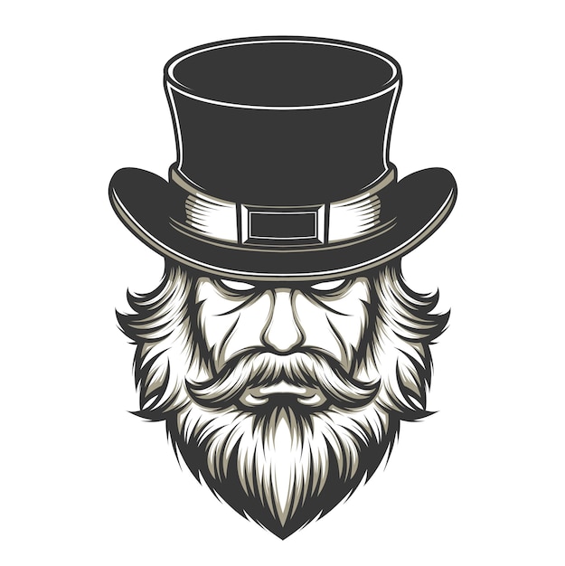 Hombre de barba con ilustración de vector de sombrero