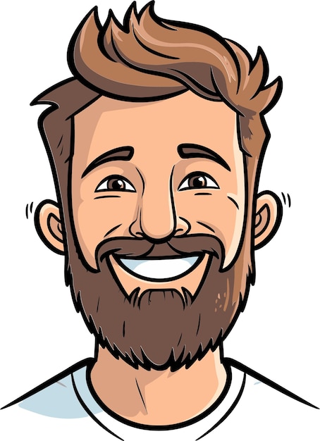 un hombre con una barba sonriente y una sonrisa que dice cara feliz