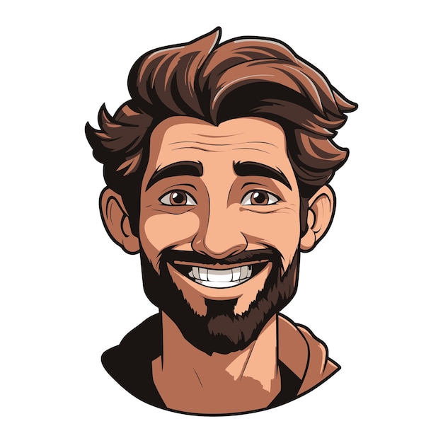 Vector un hombre con barba y una sonrisa en la cara.