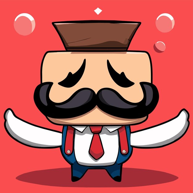 Vector hombre barbudo dibujado a mano plano elegante pegatina de dibujos animados icono concepto ilustración aislada