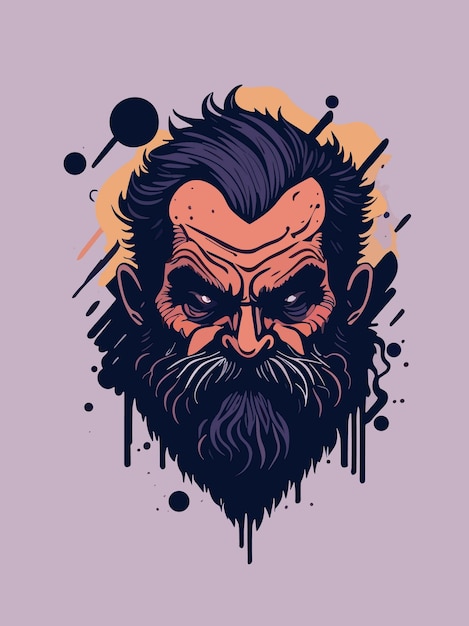 Un hombre barbudo ilustración diseño obra de arte