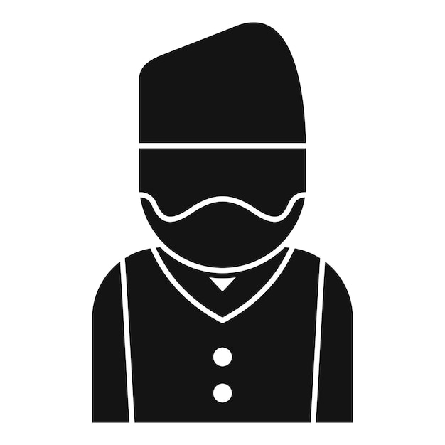 Hombre barbudo con ropa tradicional con botones y cuello en V