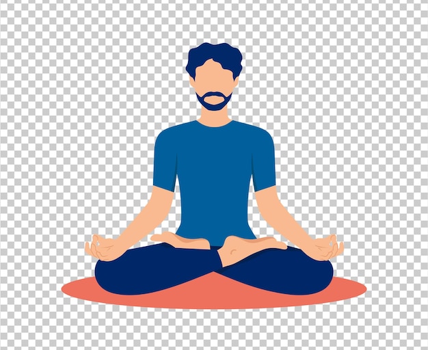Hombre barbudo sin rostro sentado en postura de loto Meditando hombre con barba Ilustración vectorial