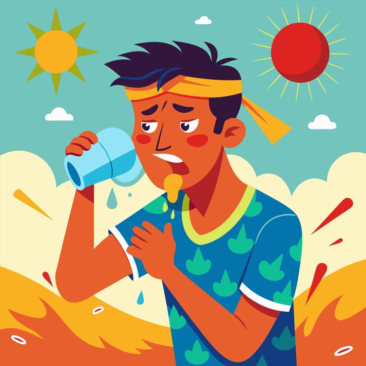 Vector un hombre bebiendo de una botella con las palabras no en ella