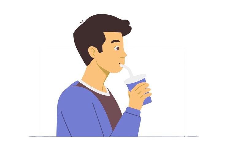 Vector un hombre bebiendo de una copa que simboliza la hidratación y los hábitos saludables