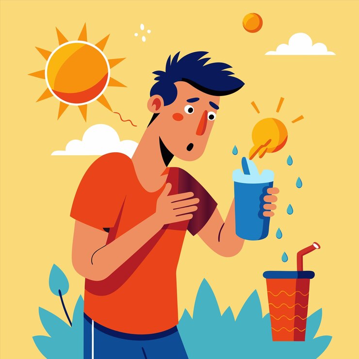 Vector un hombre bebiendo de un cubo de helado