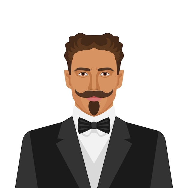 Hombre con bigote y barba en traje retro