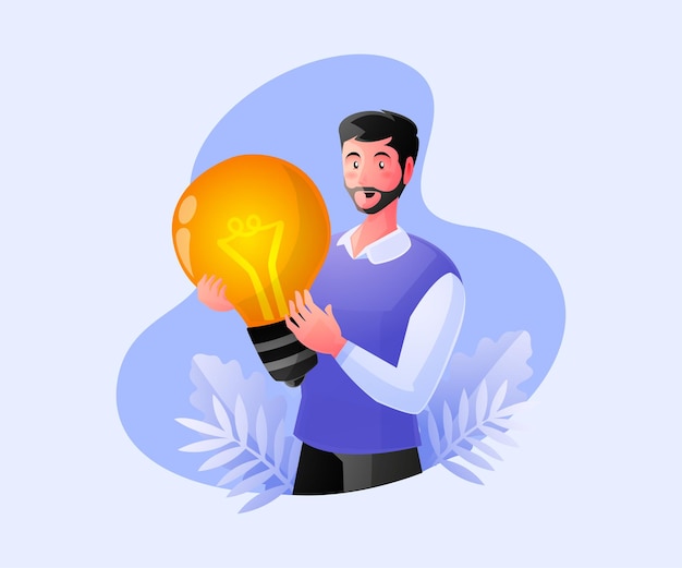 un hombre con una bombilla