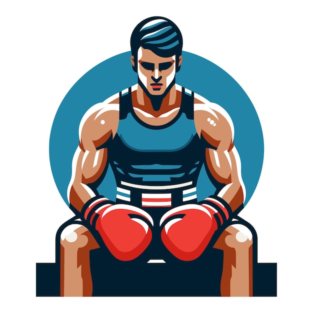 Hombre boxeador atleta medio cuerpo diseño vectorial ilustración deporte luchador combate de caja