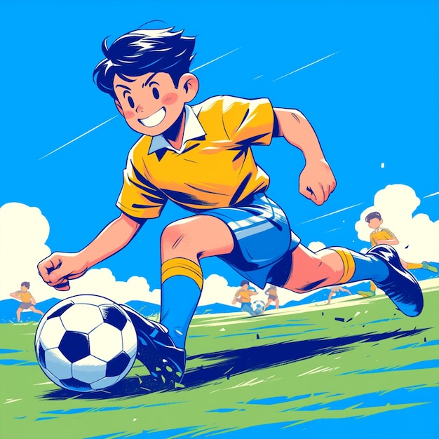 Vector un hombre brasileño está jugando al fútbol