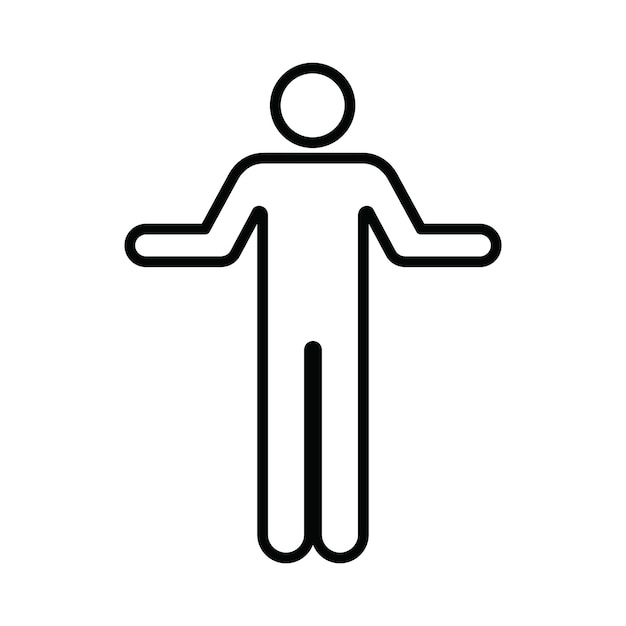 hombre, brazos abiertos, icono, vector, macho, persona, con, manos levantadas, símbolo, en, un, glyph, pictogram, ilustración