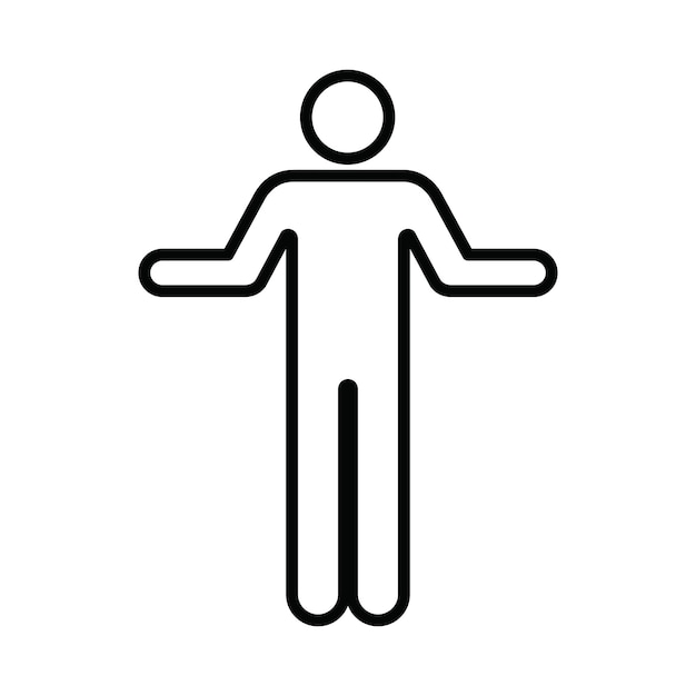 hombre, brazos abiertos, icono, vector, macho, persona, con, manos levantadas, símbolo, en, un, glyph, pictogram, ilustración