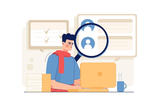 Hombre buscando agente de marketing