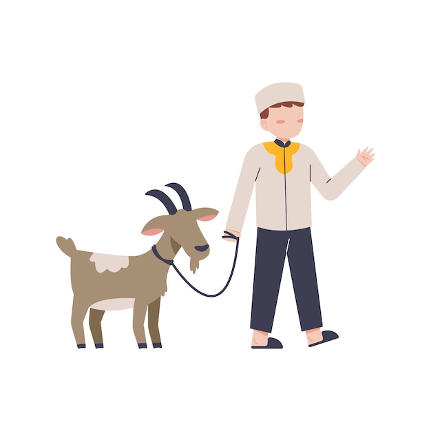 Hombre, con, cabra, ilustración