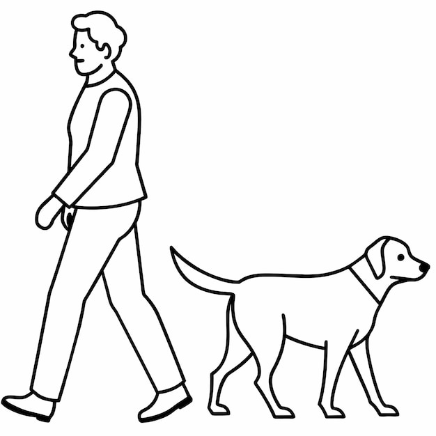 un hombre camina con un perro y un perro