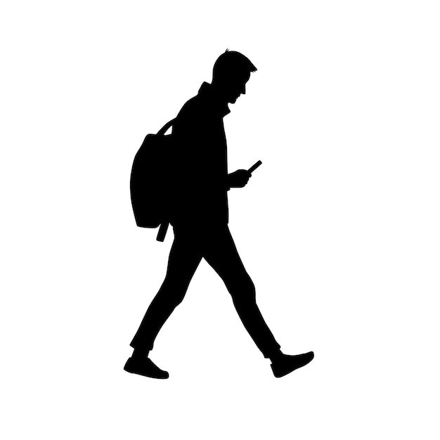 Hombre caminando por la calle silueta siluetas de personas en movimiento multitud en la calle