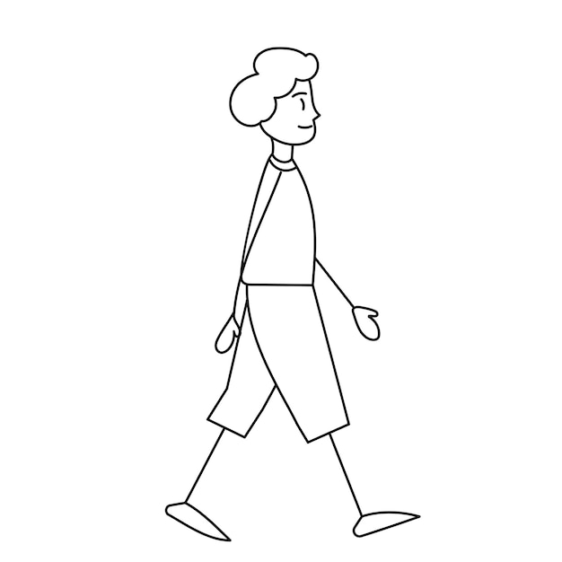 hombre caminando figura simple en fondo blanco vector