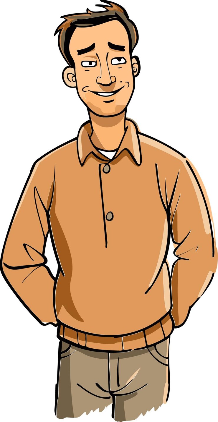 Vector un hombre con una camisa que dice que está usando su camisa