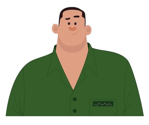 Vector un hombre con una camisa verde sobre un fondo transparente