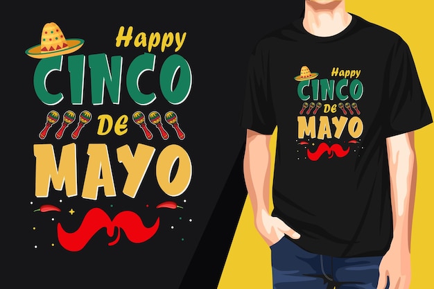 Vector un hombre con una camiseta que dice cinco de mayo.