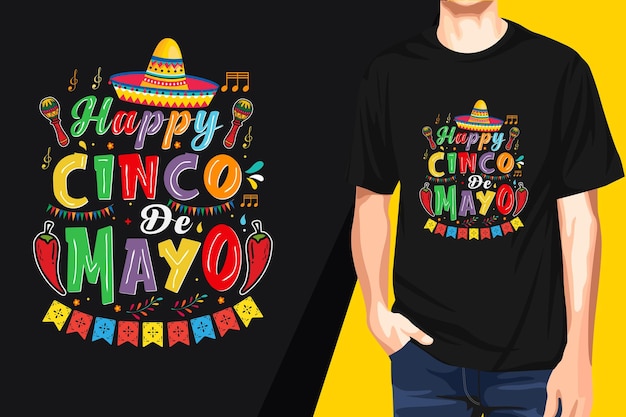 Vector un hombre con una camiseta que dice feliz cinco de mayo.