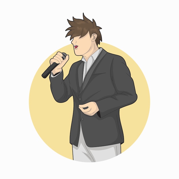 Vector un hombre canta en un evento.