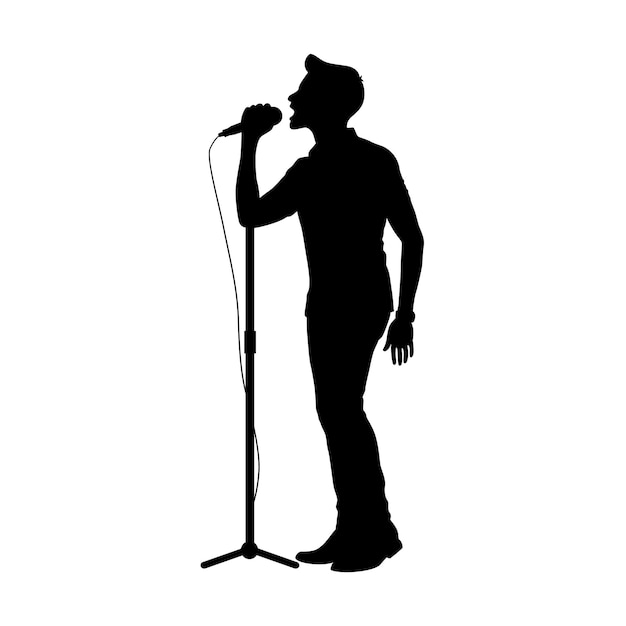 Hombre cantante silueta hombre cantando en el micrófono cantante cantando silueta vocalista cantando al micrófono