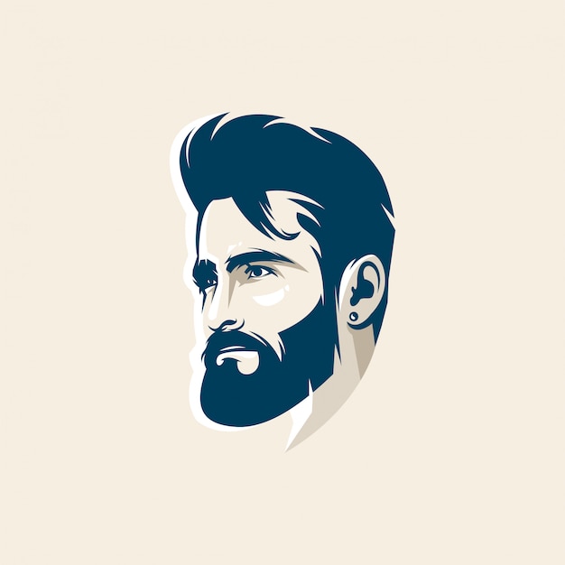 hombre cara diseño logo premium
