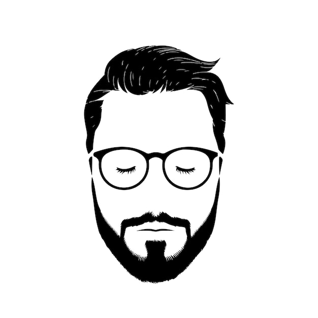 hombre cara con gafas y una barba está usando gafas ilustración vectorial aislado en fondo blanco