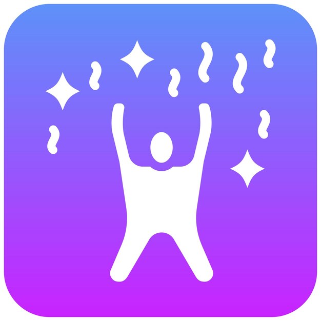 Hombre celebrando la ilustración del icono vectorial del conjunto de iconos de logros