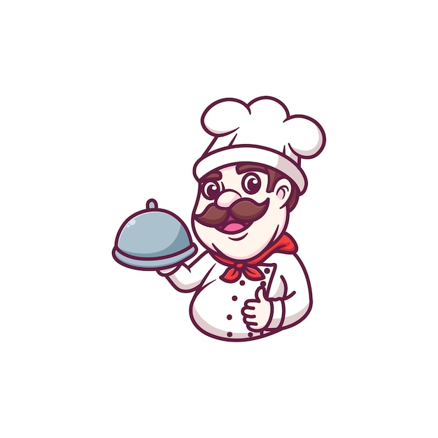 Hombre, chef, cocina, caricatura, ilustración
