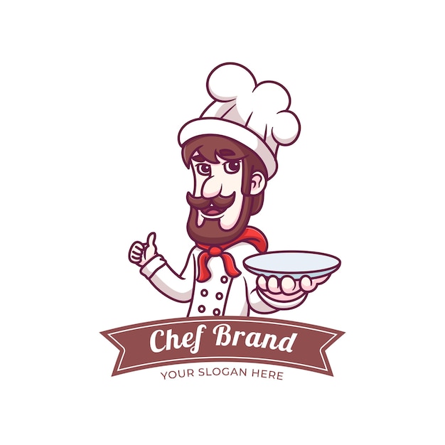 Hombre, chef, cocina, caricatura, ilustración
