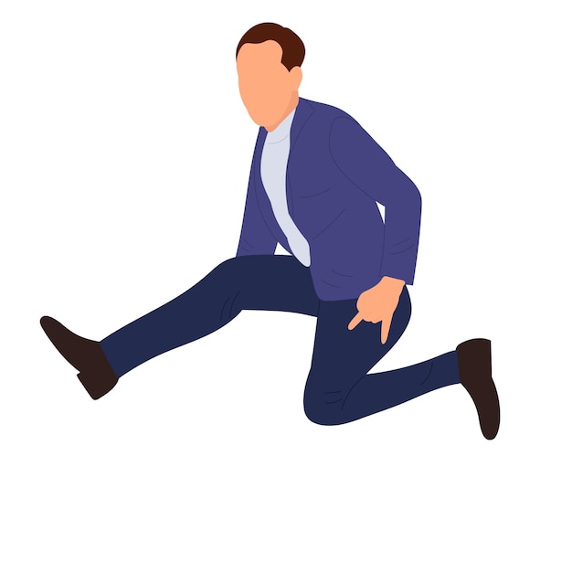 Hombre chico saltando vector aislado de diseño plano