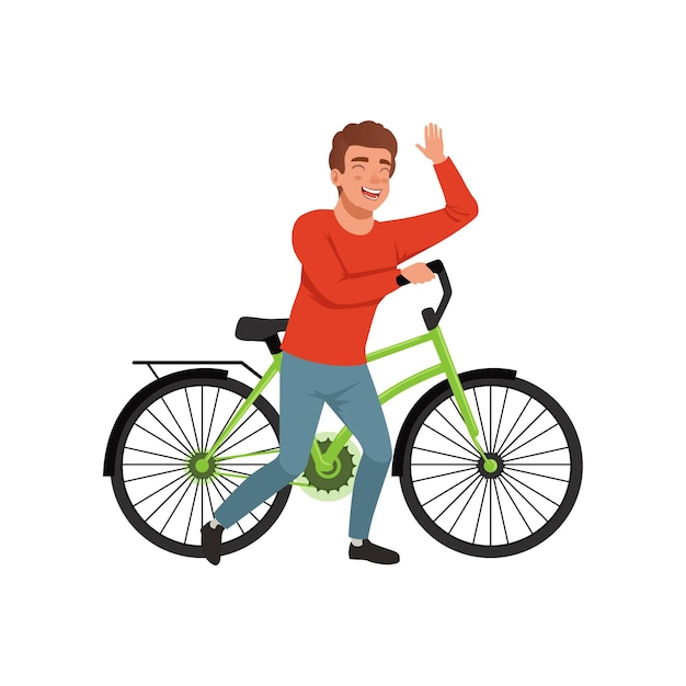 Hombre ciclista con vector de concepto de estilo de vida activo en bicicleta Ilustraciones aisladas sobre un fondo blanco