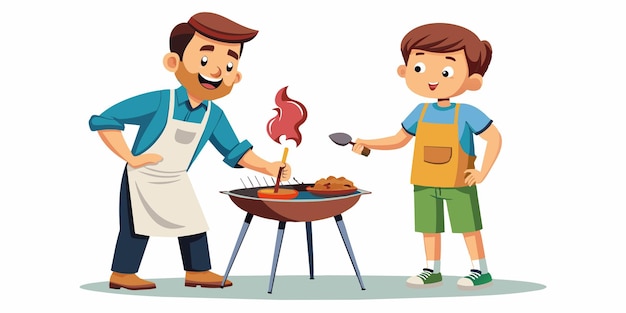 Un hombre cocinando una barbacoa con un hombre cocinando en ella