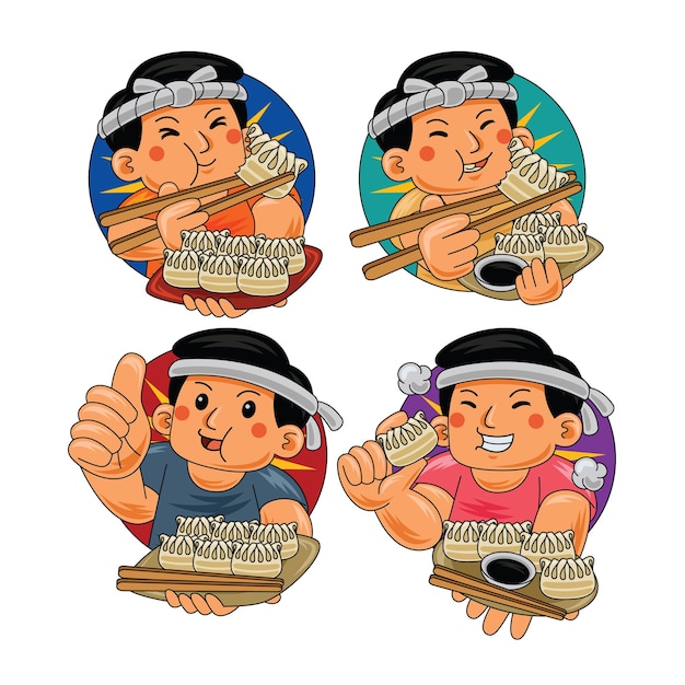 hombre comiendo gyoza comida japonesa