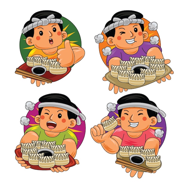 hombre comiendo gyoza comida japonesa