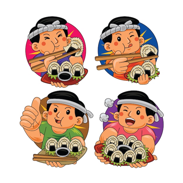 hombre comiendo onigiri comida japonesa