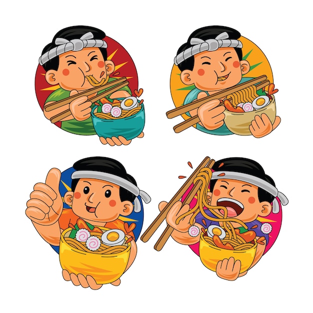 hombre comiendo ramen comida japonesa