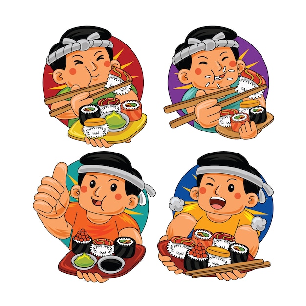 hombre comiendo sushi comida japonesa