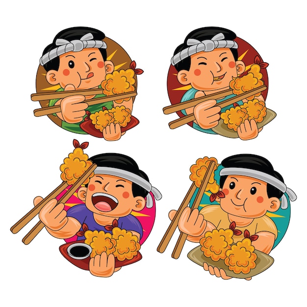 hombre comiendo tempura comida japonesa