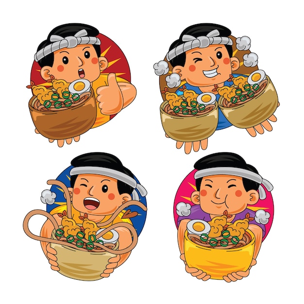hombre comiendo udon comida japonesa
