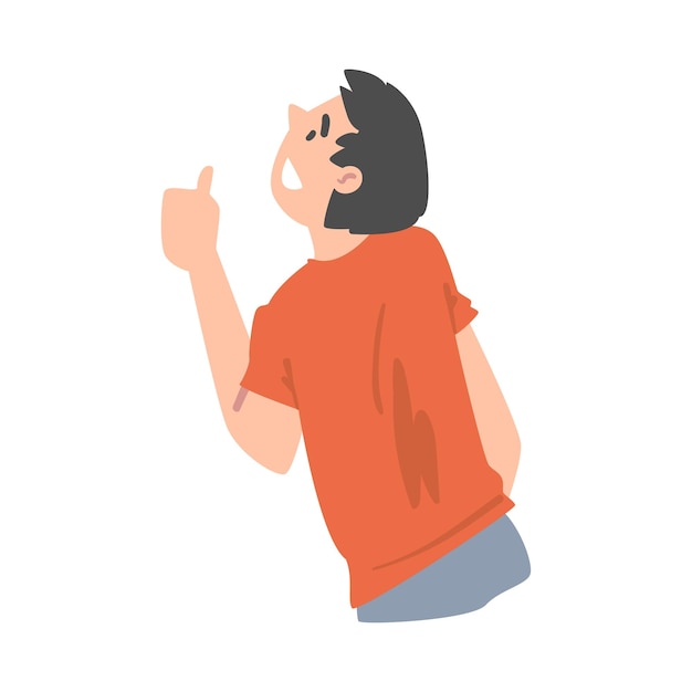 Hombre como seguidor y suscriptor de redes sociales mostrando adoración con ilustración vectorial de pulgar hacia arriba